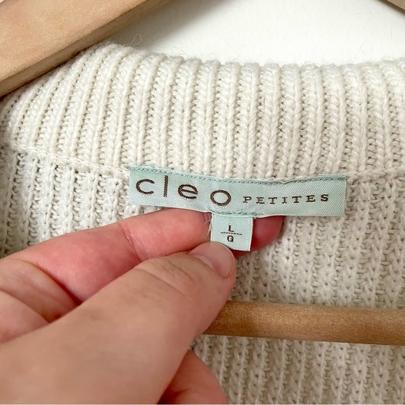 Cleo Half Zip Blue and White Coastal Stripe Knit Sweater Size Large - Picture 2 of 8